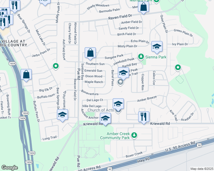 map of restaurants, bars, coffee shops, grocery stores, and more near 3514 Marble Spur in San Antonio
