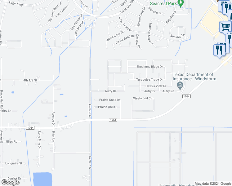 map of restaurants, bars, coffee shops, grocery stores, and more near 10471 Autry Drive in Santa Fe