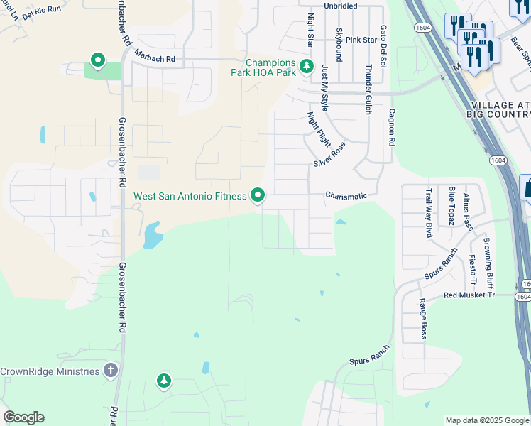 map of restaurants, bars, coffee shops, grocery stores, and more near 3504 Silver Set in San Antonio