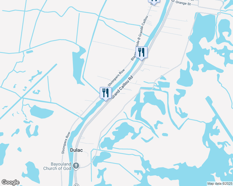 map of restaurants, bars, coffee shops, grocery stores, and more near 7380 Grand Caillou Road in Dulac