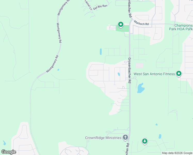 map of restaurants, bars, coffee shops, grocery stores, and more near 3685 Grosenbacher Road in San Antonio