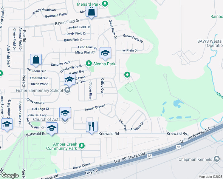 map of restaurants, bars, coffee shops, grocery stores, and more near 9746 Liberty Green in San Antonio