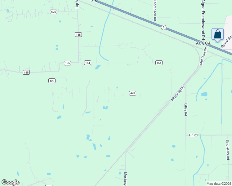 map of restaurants, bars, coffee shops, grocery stores, and more near 1340 Algoa Road in Alvin