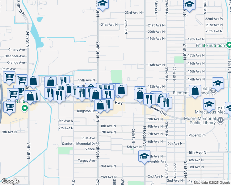 map of restaurants, bars, coffee shops, grocery stores, and more near 2701 13th Avenue North in Texas City