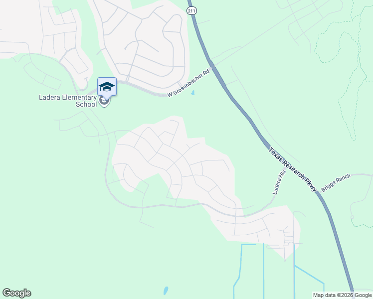 map of restaurants, bars, coffee shops, grocery stores, and more near West Grosenbacher Road in San Antonio