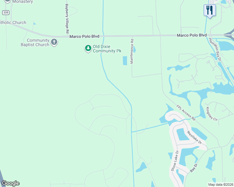 map of restaurants, bars, coffee shops, grocery stores, and more near Unnamed Road in Bunnell