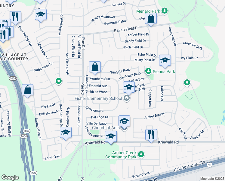 map of restaurants, bars, coffee shops, grocery stores, and more near 3322 Marble Spur in San Antonio