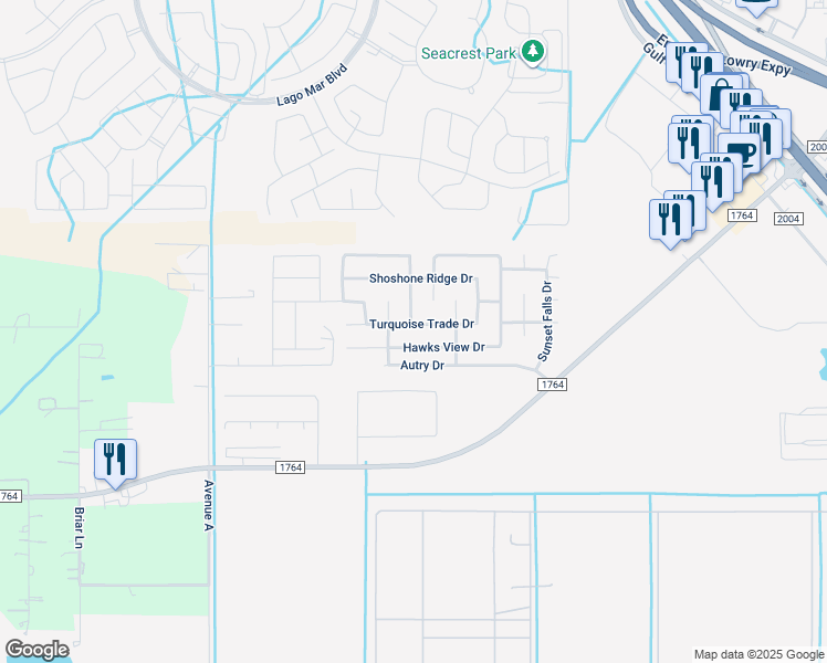 map of restaurants, bars, coffee shops, grocery stores, and more near 319 Turquoise Trade Drive in La Marque