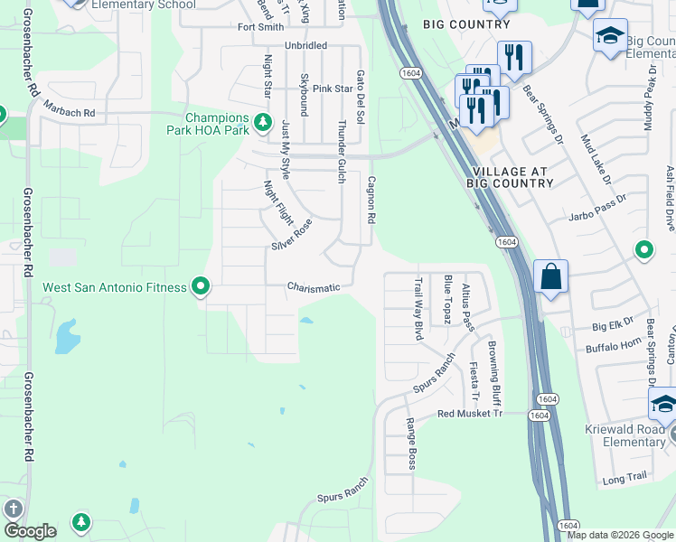 map of restaurants, bars, coffee shops, grocery stores, and more near 11018 Sweet Pea in San Antonio