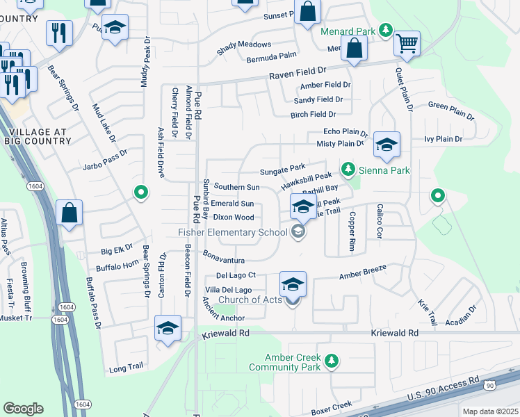 map of restaurants, bars, coffee shops, grocery stores, and more near 3322 Marble Spur in San Antonio