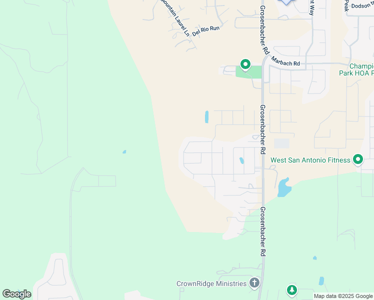 map of restaurants, bars, coffee shops, grocery stores, and more near 12134 Sampson Creek in San Antonio