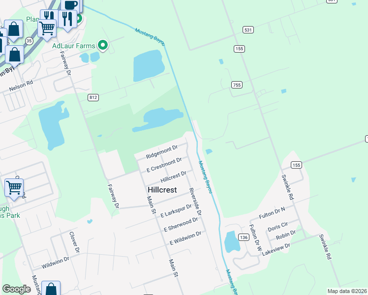 map of restaurants, bars, coffee shops, grocery stores, and more near 299 Riverside Drive in Alvin