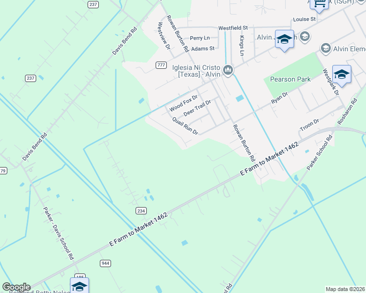 map of restaurants, bars, coffee shops, grocery stores, and more near 3066 Community Drive in Alvin