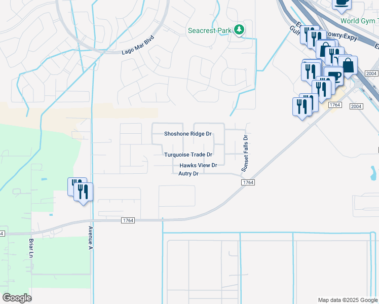 map of restaurants, bars, coffee shops, grocery stores, and more near 312 Turquoise Trade Drive in La Marque