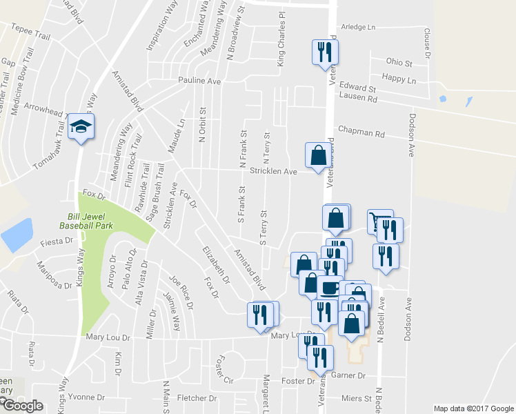 map of restaurants, bars, coffee shops, grocery stores, and more near 113 South Terry Street in Del Rio