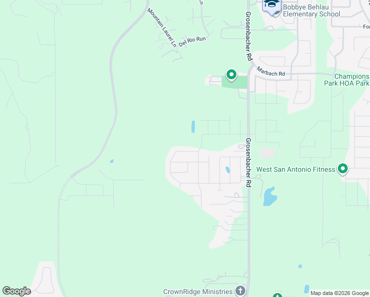 map of restaurants, bars, coffee shops, grocery stores, and more near 3203 Grosenbacher Rd in San Antonio