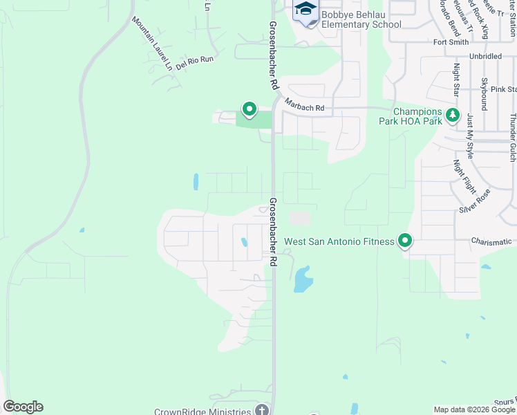 map of restaurants, bars, coffee shops, grocery stores, and more near 3203 Grosenbacher Road in San Antonio
