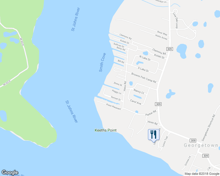 map of restaurants, bars, coffee shops, grocery stores, and more near 118 Peggy Lane in Crescent City