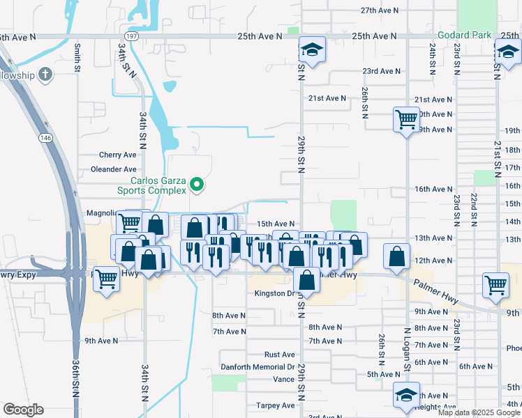 map of restaurants, bars, coffee shops, grocery stores, and more near 3010 15th Avenue North in Texas City