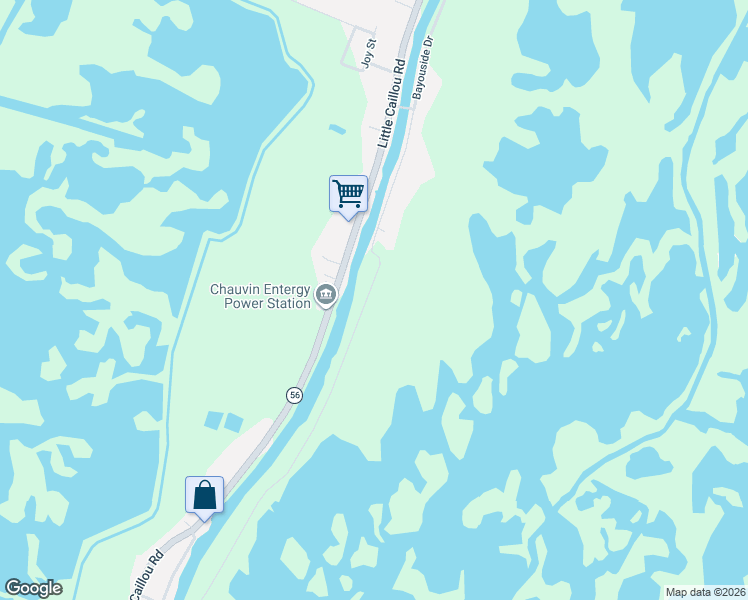 map of restaurants, bars, coffee shops, grocery stores, and more near 6126 Bayouside Drive in Chauvin