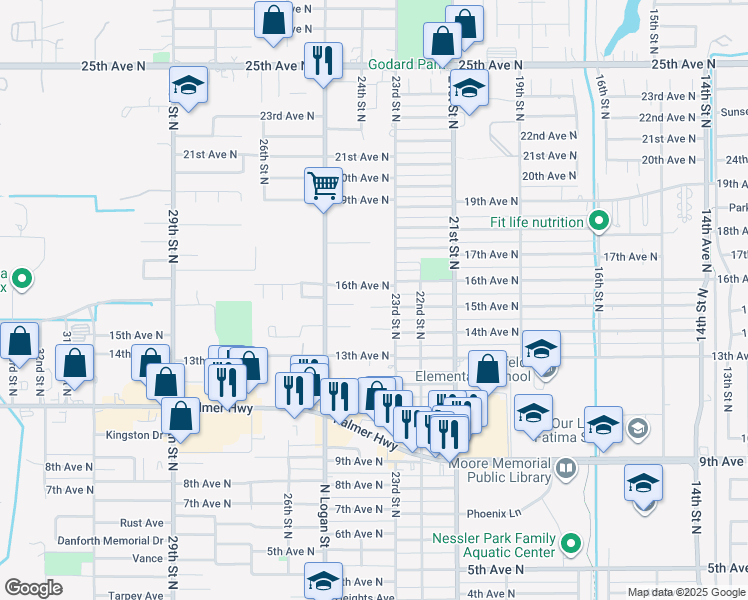 map of restaurants, bars, coffee shops, grocery stores, and more near 2326 16th Avenue North in Texas City