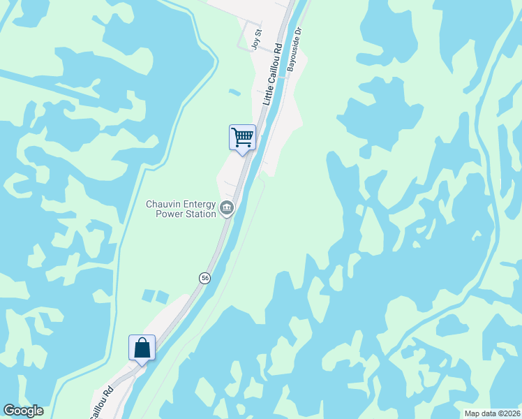 map of restaurants, bars, coffee shops, grocery stores, and more near 6126 Bayouside Drive in Chauvin