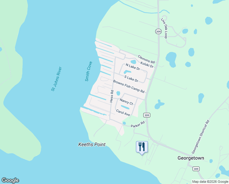 map of restaurants, bars, coffee shops, grocery stores, and more near 230 Hess Road in Crescent City