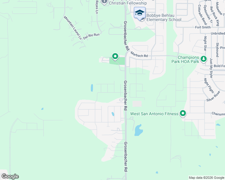 map of restaurants, bars, coffee shops, grocery stores, and more near 3011 Grosenbacher Road in San Antonio