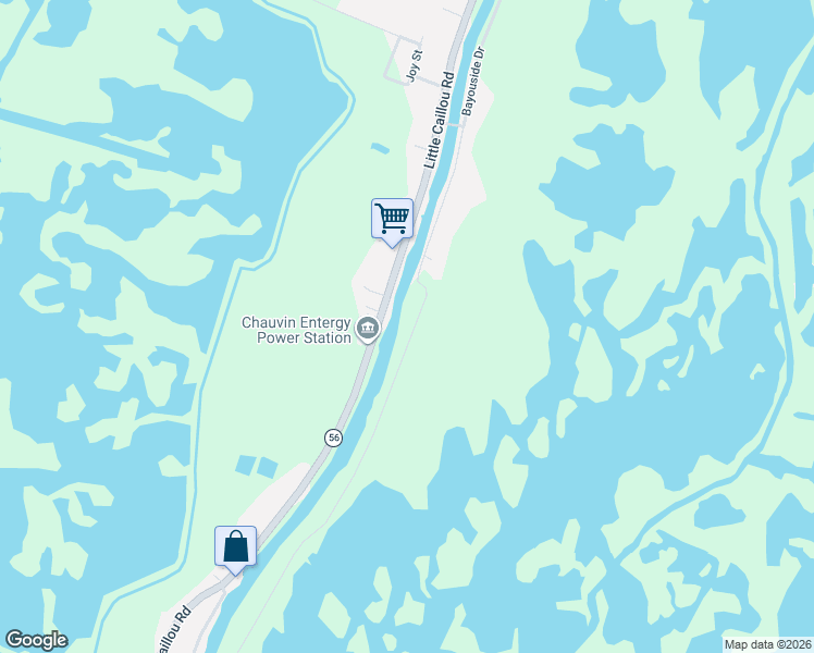 map of restaurants, bars, coffee shops, grocery stores, and more near 6126 Bayouside Drive in Chauvin