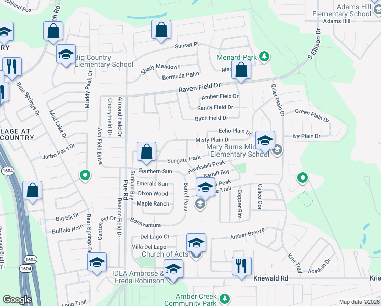 map of restaurants, bars, coffee shops, grocery stores, and more near 3019 Gypsy Point in San Antonio