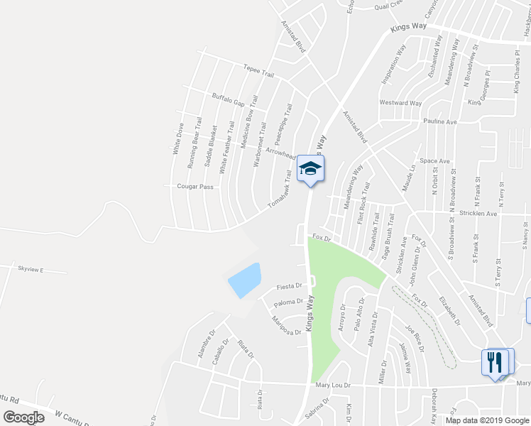 map of restaurants, bars, coffee shops, grocery stores, and more near 224 Tomahawk Trail in Del Rio