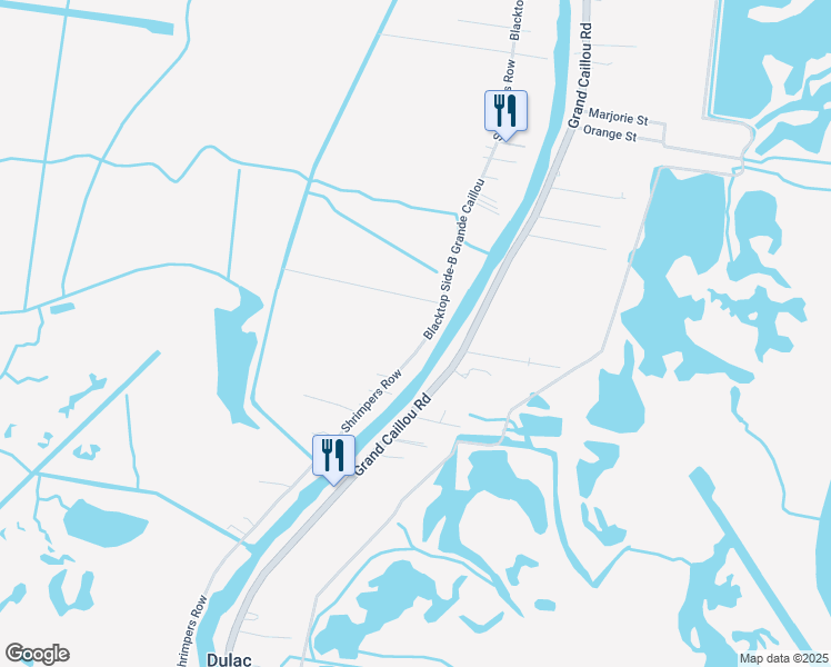 map of restaurants, bars, coffee shops, grocery stores, and more near 7216 Shrimpers Row in Dulac