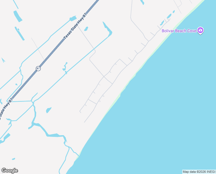 map of restaurants, bars, coffee shops, grocery stores, and more near 3737 Biscayne Beach Road in Bolivar Peninsula