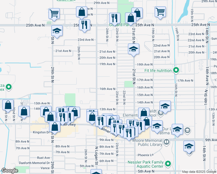 map of restaurants, bars, coffee shops, grocery stores, and more near 2326 16th Avenue North in Texas City
