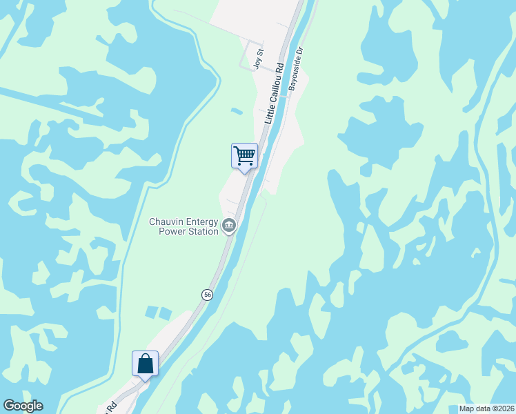 map of restaurants, bars, coffee shops, grocery stores, and more near 6126 Bayouside Drive in Chauvin