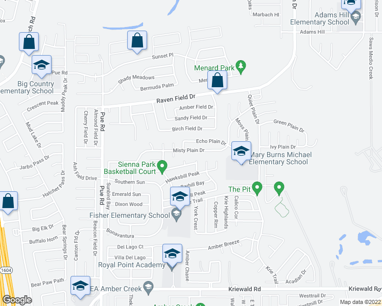 map of restaurants, bars, coffee shops, grocery stores, and more near 3110 Beacon Point in San Antonio