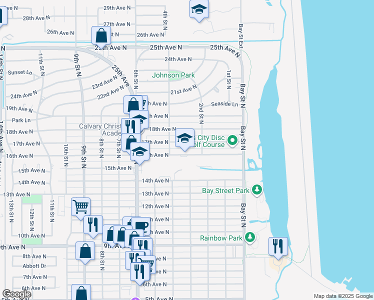 map of restaurants, bars, coffee shops, grocery stores, and more near 228 16th Avenue North in Texas City