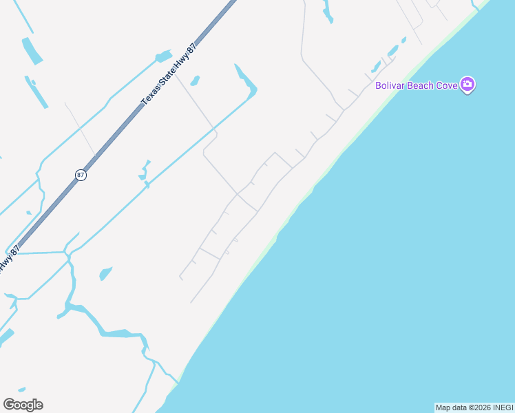 map of restaurants, bars, coffee shops, grocery stores, and more near 3737 Biscayne Beach Road in Bolivar Peninsula