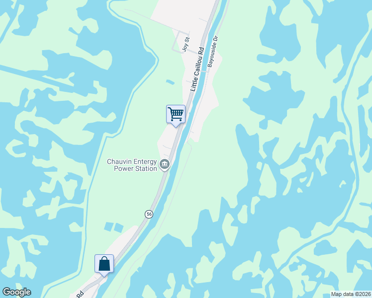 map of restaurants, bars, coffee shops, grocery stores, and more near 6126 Bayouside Drive in Chauvin