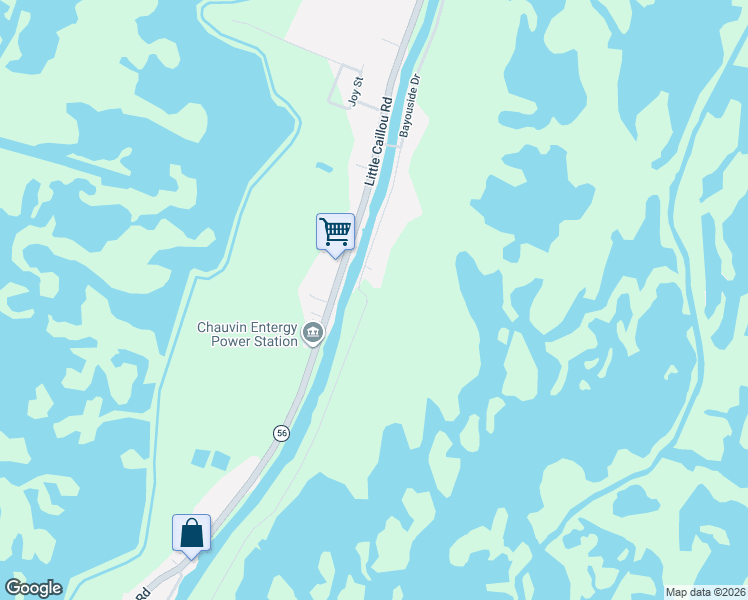 map of restaurants, bars, coffee shops, grocery stores, and more near 6119 Bayouside Drive in Chauvin