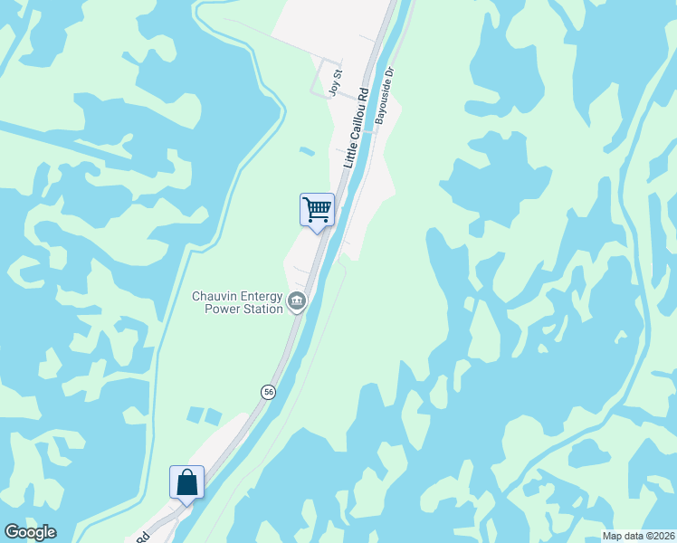 map of restaurants, bars, coffee shops, grocery stores, and more near 6126 Bayouside Drive in Chauvin