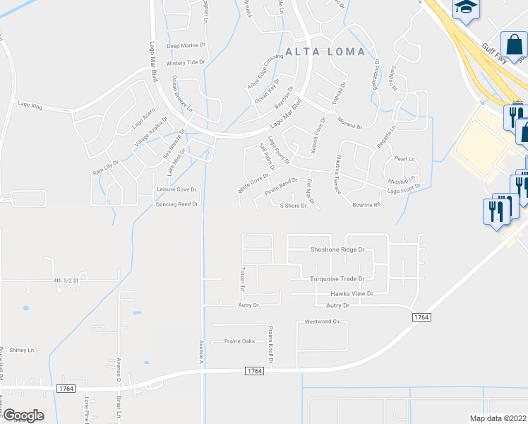 map of restaurants, bars, coffee shops, grocery stores, and more near 2106 Sand Ridge Drive in Santa Fe