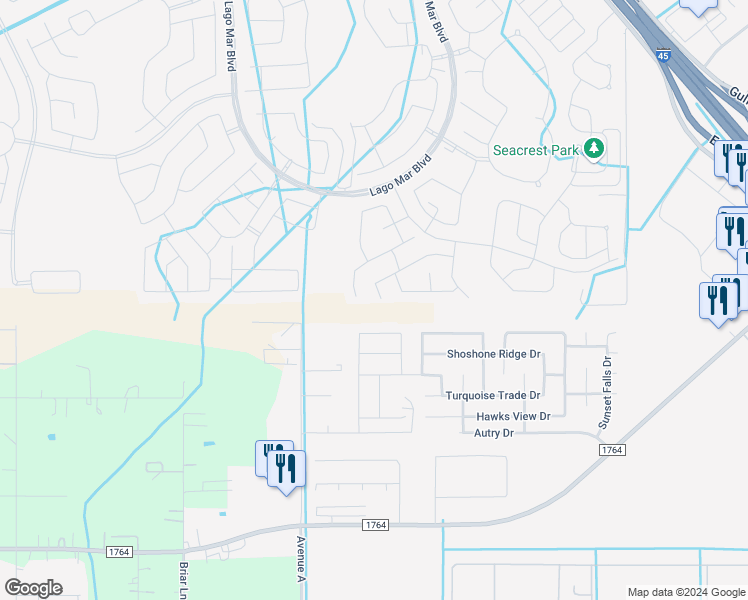 map of restaurants, bars, coffee shops, grocery stores, and more near 2105 Sand Ridge Drive in Santa Fe
