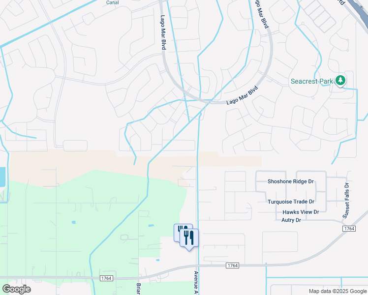 map of restaurants, bars, coffee shops, grocery stores, and more near 13026 Dancing Reed Drive in La Marque