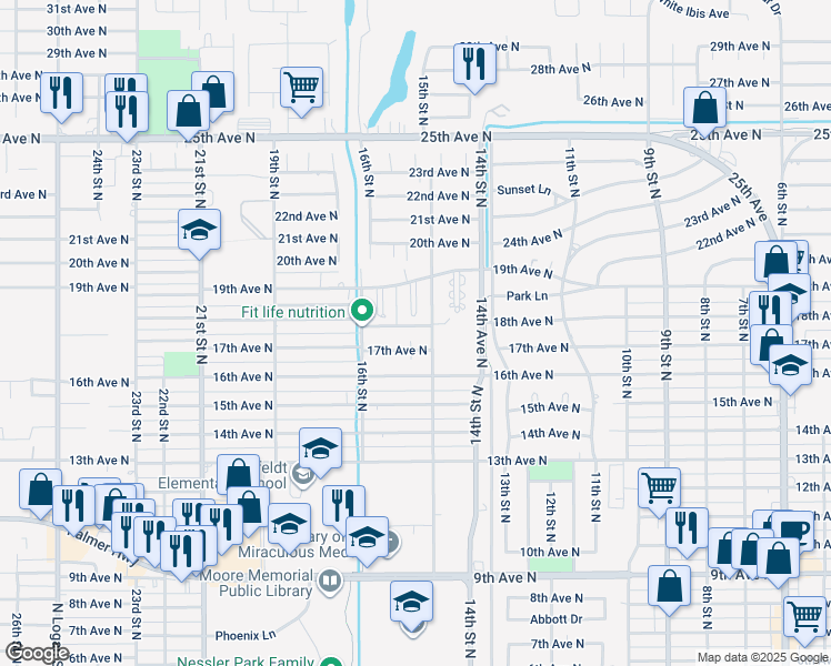 map of restaurants, bars, coffee shops, grocery stores, and more near 1507 18th Avenue North in Texas City
