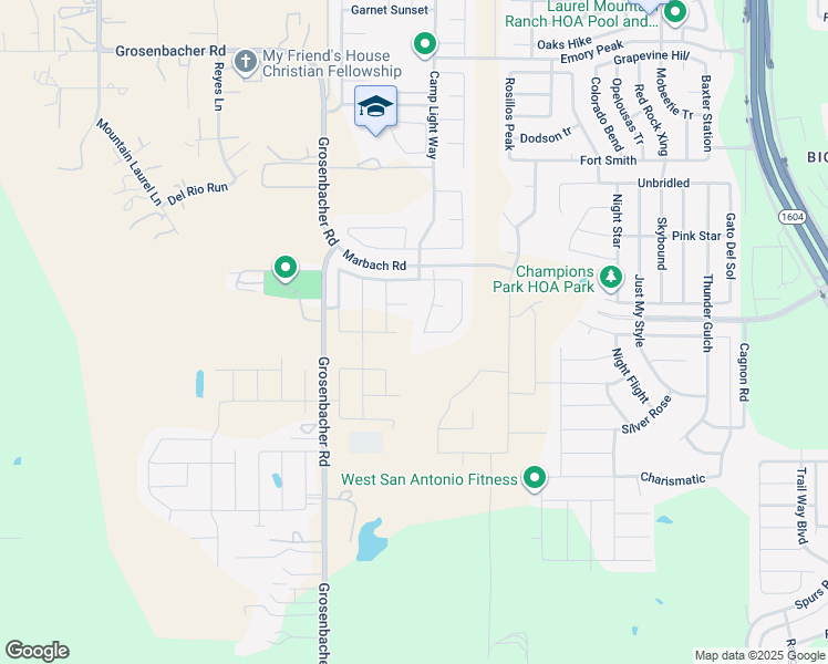 map of restaurants, bars, coffee shops, grocery stores, and more near 2938 Lindenwood Run in San Antonio