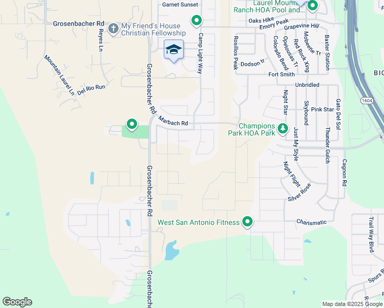 map of restaurants, bars, coffee shops, grocery stores, and more near 2938 Lindenwood Run in San Antonio