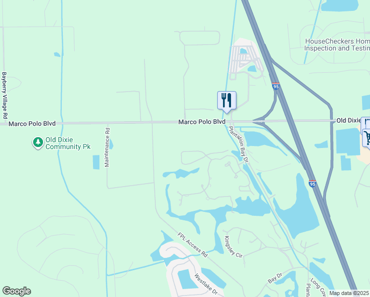 map of restaurants, bars, coffee shops, grocery stores, and more near 21 Treetop Circle in Ormond Beach