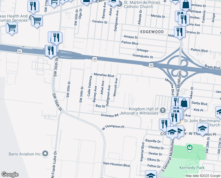 map of restaurants, bars, coffee shops, grocery stores, and more near 2607 Wescott Avenue in San Antonio