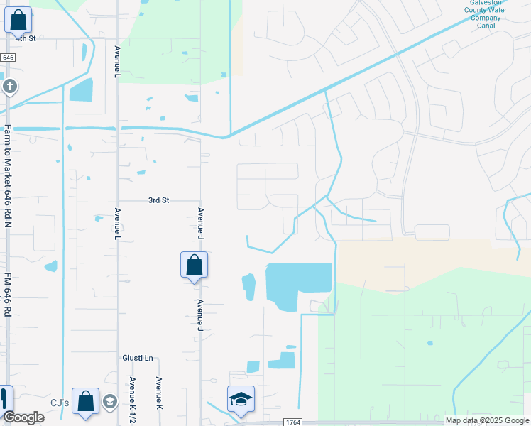 map of restaurants, bars, coffee shops, grocery stores, and more near 2801 Avenue J in Santa Fe